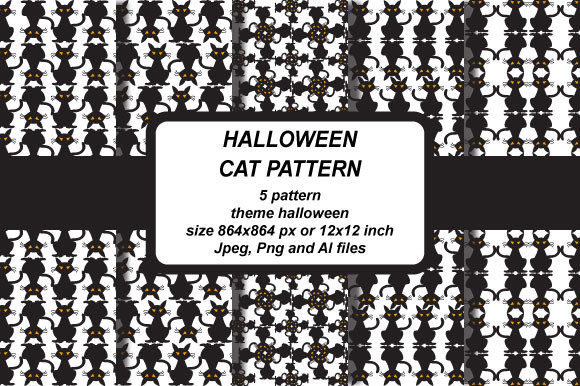 Black Cat Halloween Pattern: A Stylish Addition to Your Design Collection