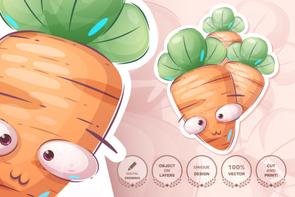 Cartoon Character Fresh Healthy Carrot
