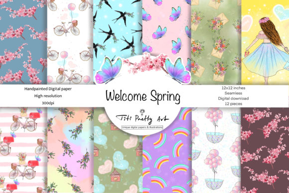 Floral Digital Paper, Spring Backgrounds: A Versatile Tool for Creative Workflows