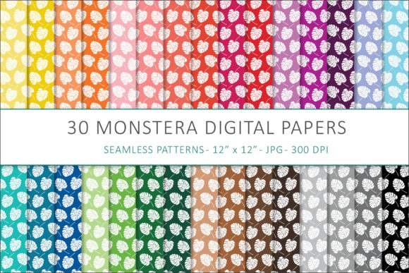 Monstera Digital Papers Color Rainbow