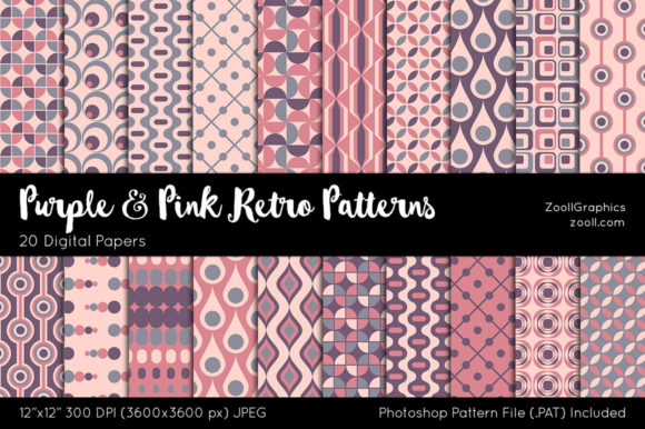 Purple and Pink Retro Digital Papers: A Creative Resource for Modern Crafters