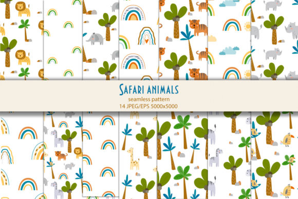 Safari Cute Animals Digital Paper Pack